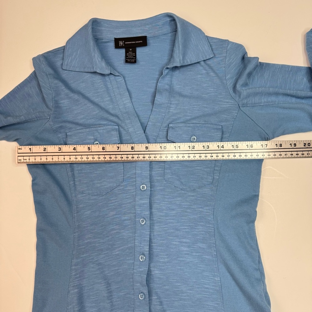 INC International Concepts Women's Light Blue Button Down Shirt M - Picture 6 of 8